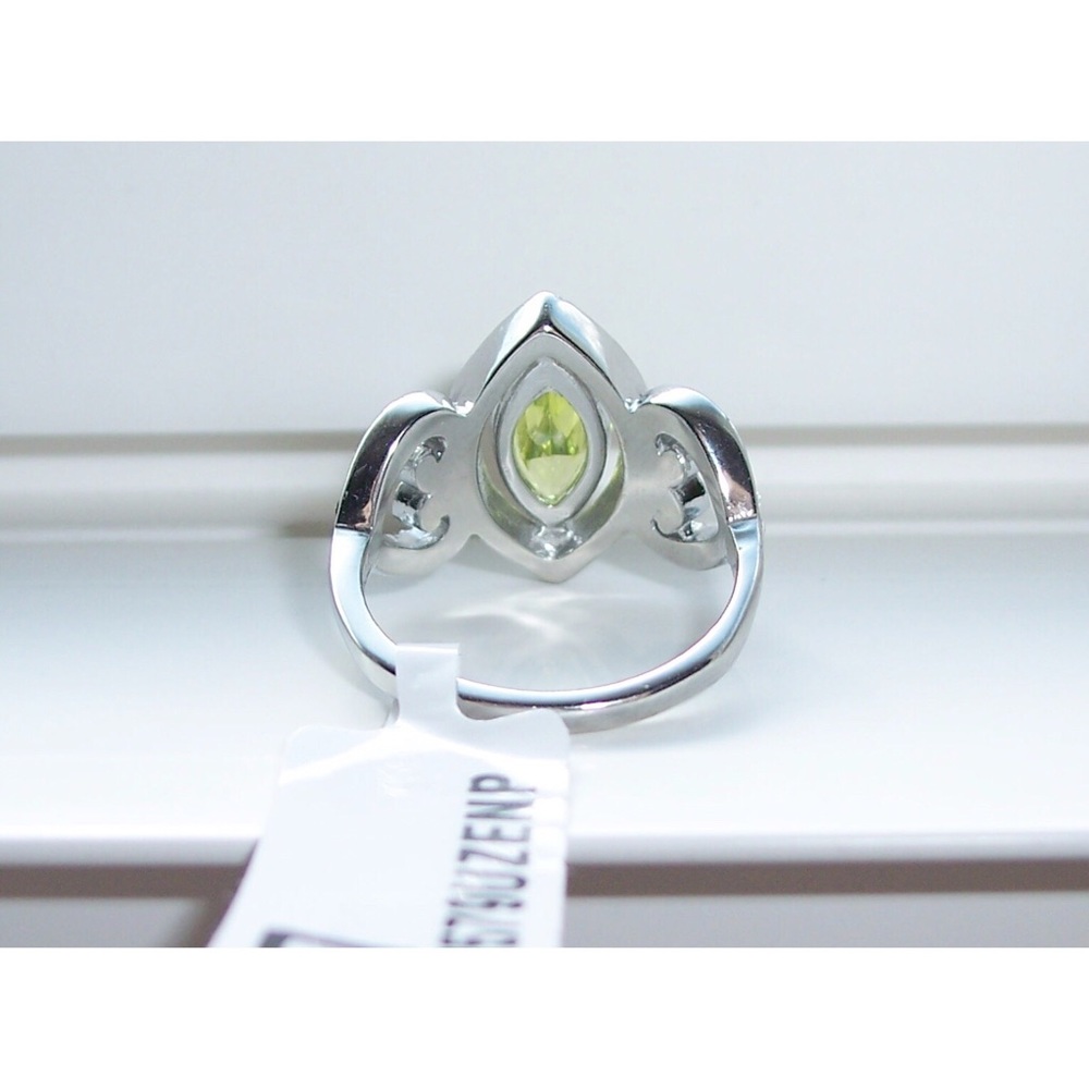 Marquise Simulated Peridot & Cubic Zirconia Ring Stainless Steel Women's - Picture 10 of 16